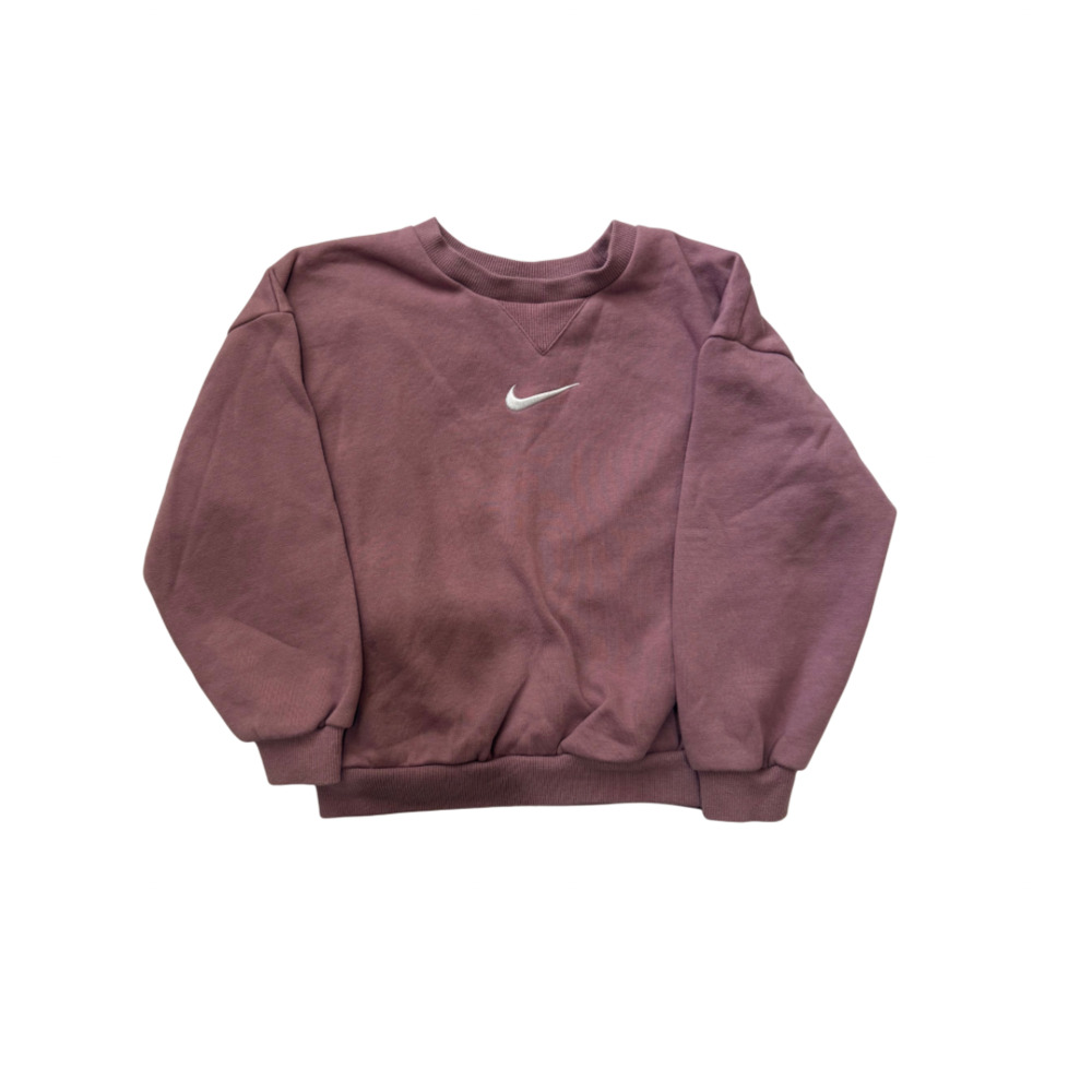 Nike Kids Mauve Center Swoosh Crewneck Fleece Sweatshirt Size 5-6Yrs
